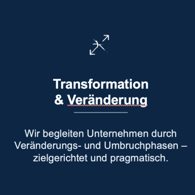 Text über Transformation und Veränderung, begleitet von strategischer Beratung für Unternehmen.